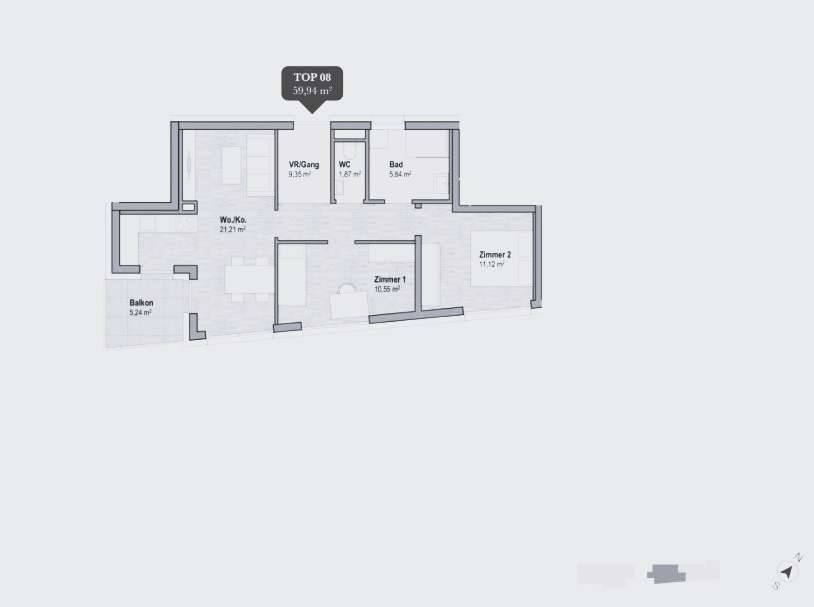3 Zimmer Neubauwohnung (59,94 m²) mit sonnigem Balkon in Geidorf/Graz, Graz