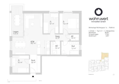 4-Zimmer-Wohnung mieten in Feldkirch – 88,9 m², € 1.987 – Bild 5 von 6