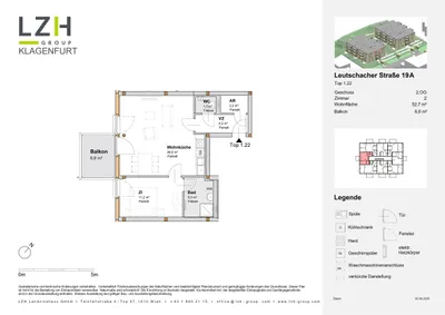 2-Zimmer-Wohnung mieten in Klagenfurt – 52,5 m², € 959 – Bild 6 von 6