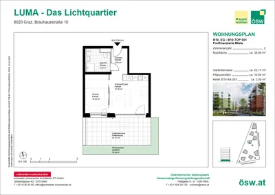 2-Zimmer-Wohnung mieten in Graz – 38,86 m², € 593 – Bild 2 von 6