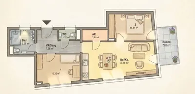 3-Zimmer-Wohnung kaufen in Graz – 59,94 m², € 375.880 – Bild 7 von 7