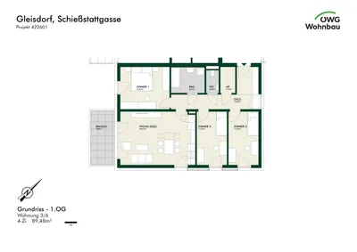 4-Zimmer-Wohnung mieten in Weiz – 89,4 m², € 1.259 – Bild 2 von 3