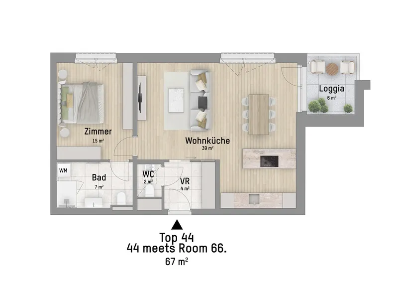 1220, Wagramer Straße, Beim Donau Zentrum, U1 und Alte Donau, 2-Zimmer-Eigentumswohnung - Ansicht 3