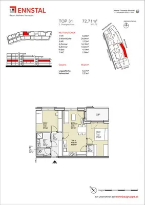 3-Zimmer-Wohnung mieten in Graz – 72,71 m², € 960 – Bild 3 von 3