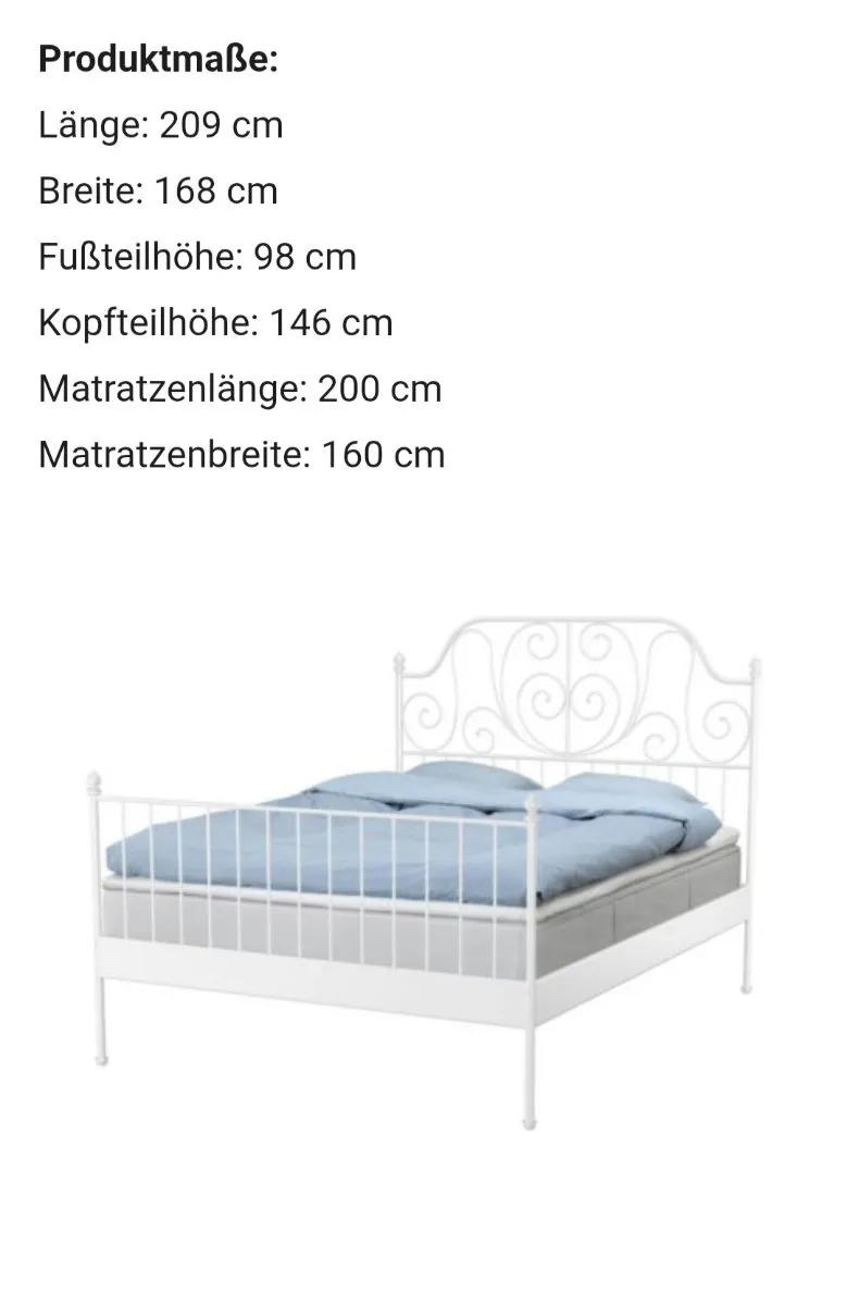 Ikea Metallbett weiß 140x200, € 50,- (2331 Vösendorf)