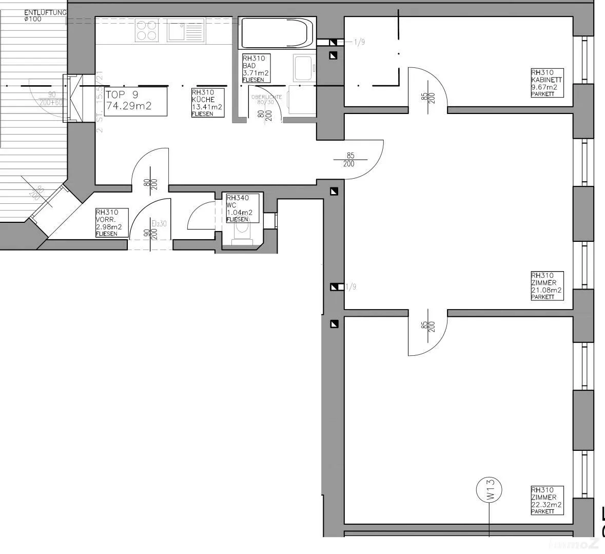 Entzückende 3 Zimmer Wohnung (T09) im 15. Bezirk Märzstraße 55, 1150 Wien - Ansicht 3