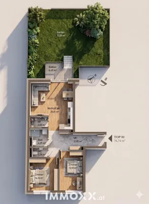 3-Zimmer-Wohnung kaufen in Graz – 76,74 m², € 455.715 – Bild 1 von 3