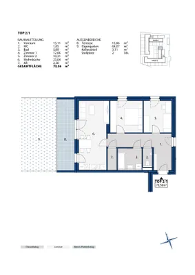 3-Zimmer-Wohnung mieten in Melk – 70,56 m², € 810 – Bild 3 von 3