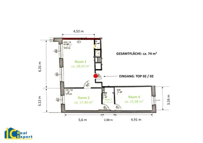 3-Zimmer-Gewerbeimmobilie mieten in Wien – 74 m², € 825 – Bild 12 von 12