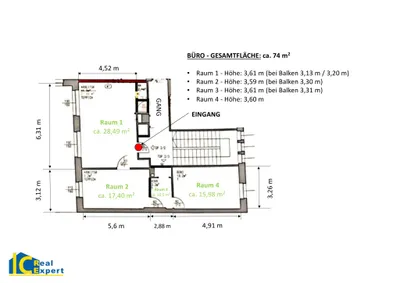 3-Zimmer-Gewerbeimmobilie mieten in Wien – 74 m², € 825 – Bild 11 von 12
