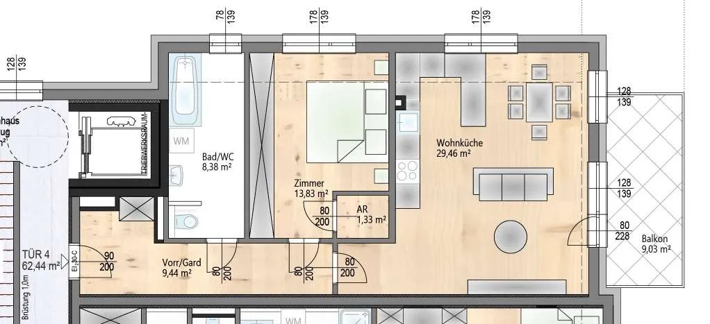 Anlegertraum in Projekt Leopold: Zuhause, wo der Tag mit Licht beginnt - stilvolle 2-Zimmer-Eigentumswohnung mit Ostbalkon & nachhaltiger Technik - modern, ruhig, sonnig - GRÜNBLICK - Ansicht 2