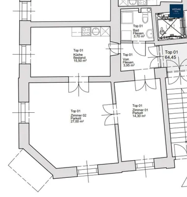 2-Zimmer-Wohnung mieten in Graz – 64 m², € 775 – Bild 2 von 2