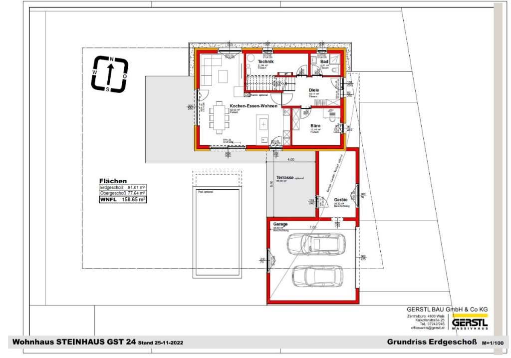 Steinhaus Einfamilienhaus Belagsfertig 159m²- Grundstück 741m² - Ansicht 2