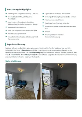 1-Zimmer-Wohnung mieten in Salzburg Stadt – 33 m², € 820 – Bild 2 von 4