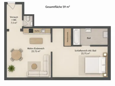 2-Zimmer-Wohnung mieten in Wien – 59 m², € 1.200 – Bild 10 von 10