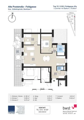 3-Zimmer-Wohnung mieten in Graz – 79,66 m², € 1.031 – Bild 10 von 10