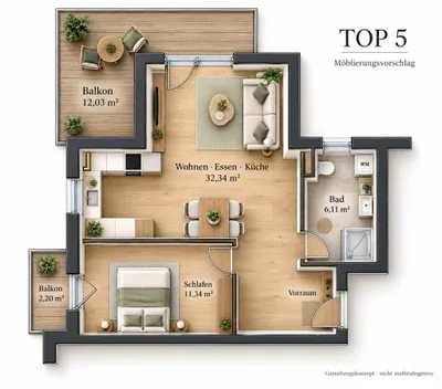 2-Zimmer-Wohnung kaufen in Linz – 50 m², € 282.400 – Bild 4 von 4