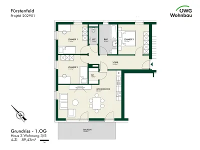 4-Zimmer-Wohnung mieten in Hartberg-Fürstenfeld – 89,4 m², € 936 – Bild 2 von 3