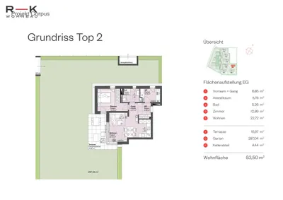 2-Zimmer-Wohnung kaufen in Salzburg-Umgebung – 53,5 m², € 401.000 – Bild 2 von 3