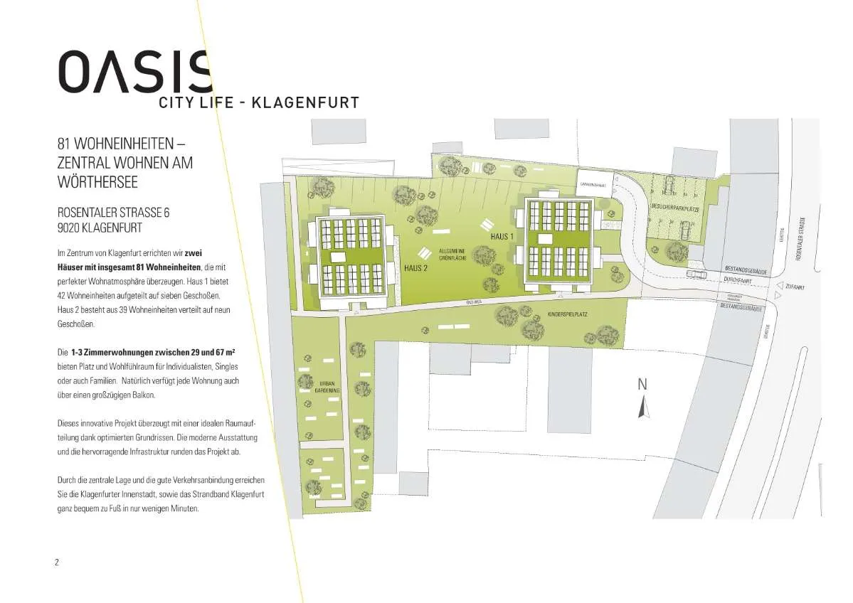 Sonnige 3-Zimmerwohnung mit südwest Ausrichtung in Klagenfurt | ERSTBEZUG | PROVISIONSFREI - Ansicht 2