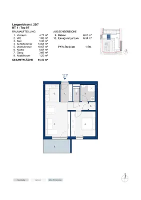 2-Zimmer-Wohnung mieten in Krems Land – 54,78 m², € 540 – Bild 2 von 2