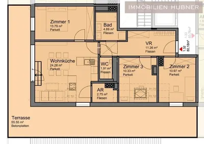 4-Zimmer-Wohnung mieten in Wiener Neustadt – 80,18 m², € 1.275 – Bild 8 von 13