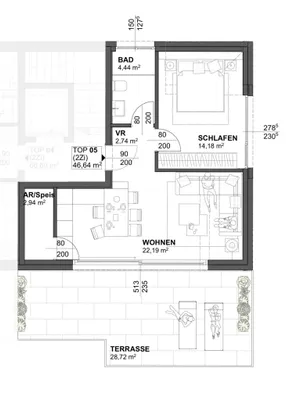 2-Zimmer-Wohnung kaufen in Salzburg Stadt – 46 m², € 655.000 – Bild 4 von 4