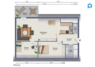 3-Zimmer-Wohnung kaufen in Bruck an der Leitha – 74,57 m², € 259.000 – Bild 2 von 15