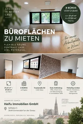 1-Zimmer-Gewerbeimmobilie mieten in Wien – 22 m², € 408