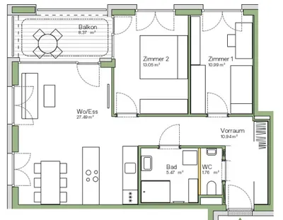3-Zimmer-Wohnung mieten in Graz – 69,7 m², € 1.101 – Bild 8 von 8