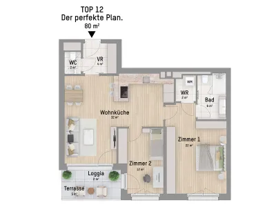 3-Zimmer-Wohnung kaufen in Wien – 79,84 m², € 529.900 – Bild 3 von 6