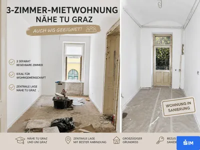 3-Zimmer-Wohnung mieten in Graz – 65 m², € 742