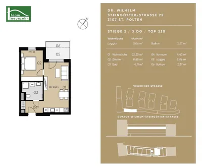 2-Zimmer-Wohnung mieten in Sankt Pölten – 44,64 m², € 749 – Bild 22 von 22