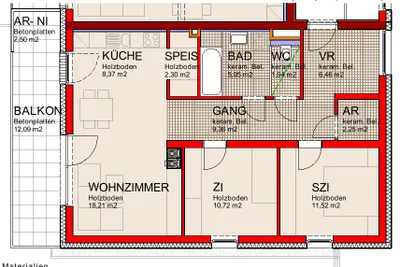 3-Zimmer-Wohnung mieten in Sankt Pölten Land – 77,08 m², € 874 – Bild 3 von 3