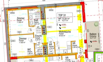 3-Zimmer-Wohnung kaufen in Wien – 72,83 m², € 545.000 – Bild 2 von 2