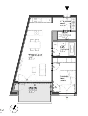2-Zimmer-Wohnung kaufen in Wien – 55 m², € 382.000 – Bild 2 von 10