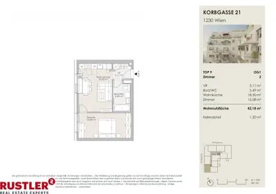 2-Zimmer-Wohnung kaufen in Wien – 42,18 m², € 235.000 – Bild 5 von 5