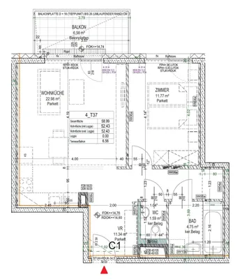 2-Zimmer-Wohnung mieten in Wien – 52 m², € 936 – Bild 11 von 11