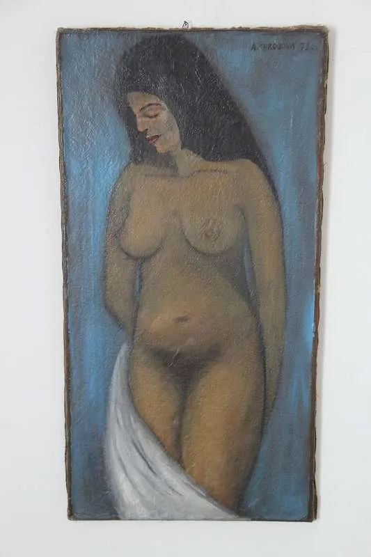 Gemälde Öl auf Leinwand Weiblicher Akt sign. Ambrosova 72
