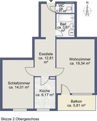 2-Zimmer-Wohnung kaufen in Salzburg-Umgebung – 57,51 m², € 179.900 – Bild 5 von 5
