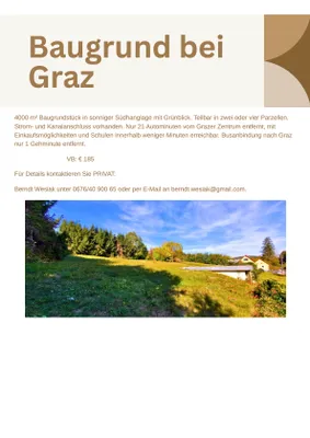 Grundstück kaufen in Graz-Umgebung – 4 000 m², € 740.000 – Bild 1 von 27