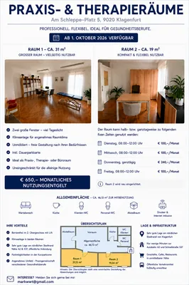 Gewerbeimmobilie mieten in Klagenfurt – 31 m², € 650
