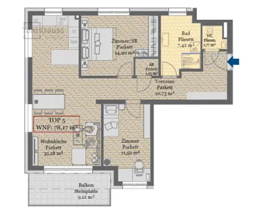3-Zimmer-Wohnung kaufen in Wien – 78,17 m², € 555.000 – Bild 4 von 19