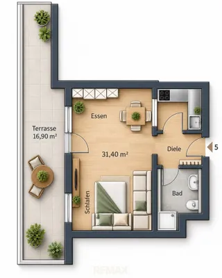 1-Zimmer-Wohnung mieten in Gmunden – 31,4 m², € 422 – Bild 7 von 7