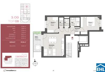3-Zimmer-Wohnung kaufen in Wien – 57,3 m², € 529.000 – Bild 6 von 6