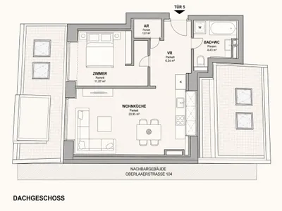 2-Zimmer-Wohnung kaufen in Wien – 45,42 m², € 304.300 – Bild 2 von 2