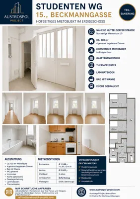 Studenten-WG | 4-Zimmer-Wohnung | Nähe U3 Hütteldorfer Straße | 15. Bezirk