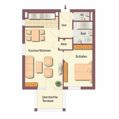 2-Zimmer-Wohnung mieten in Weiz – 53,29 m², € 599 – Bild 2 von 2