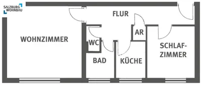 2-Zimmer-Wohnung mieten in Salzburg Stadt – 54 m², € 901 – Bild 2 von 3