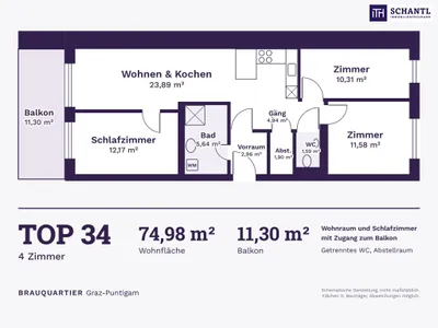 4-Zimmer-Wohnung kaufen in Graz – 74,98 m², € 367.720 – Bild 10 von 14